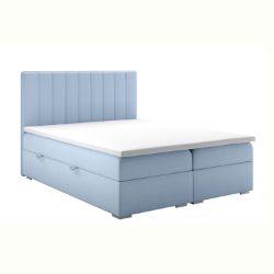 Pat tapitat boxspring 140 x 200 cm albastru deschis Rally