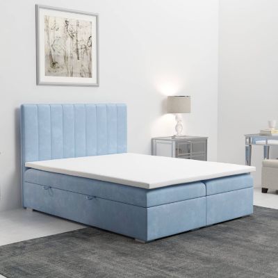 	Pat tapitat boxspring 180 x 200 cm albastru deschis Rally