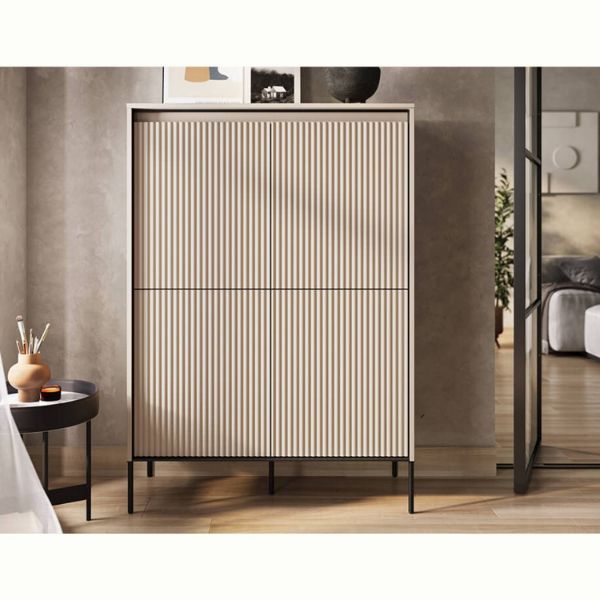 Bufet inalt 4 usi, LED, bej Moody