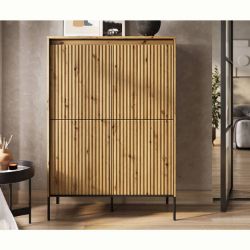 Bufet inalt cu 4 usi LED stejar Moody