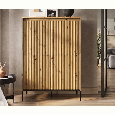 Bufet inalt cu 4 usi LED stejar Moody