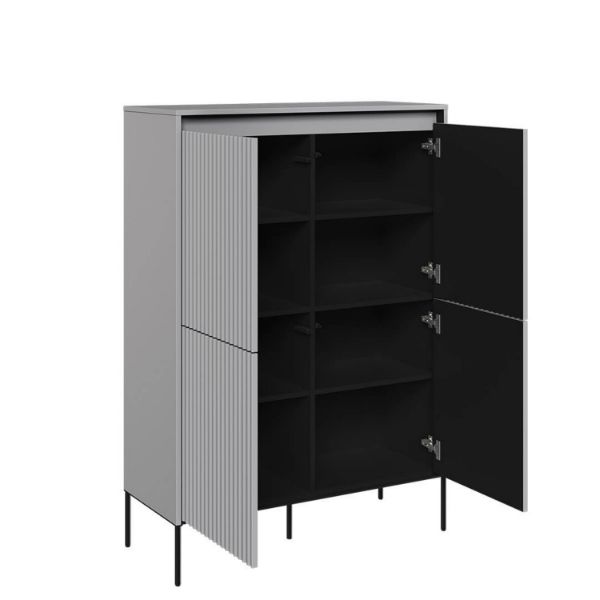 Bufet inalt 4 usi, LED, gri Moody