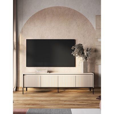Comoda TV 4 usi, 193 cm, LED, bej Moody
