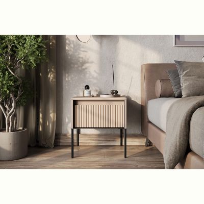 	Noptiera 1 sertar, LED, bej, Moody