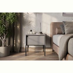 Noptiera 1 sertar, LED, gri, Moody
