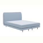 Pat tapitat boxspring 140 x 200 cm albastru deschis Rosto