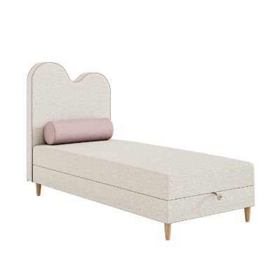 Pat tapitat boxspring 90 x 180 cm crem/roz Wave