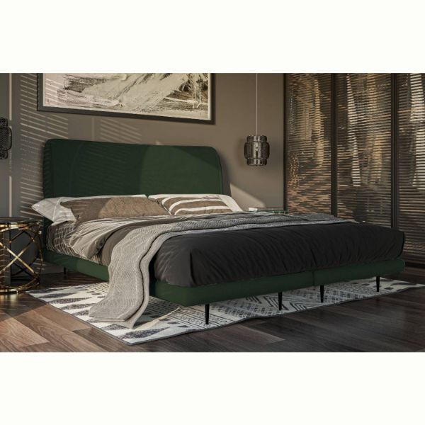 Pat tapitat boxspring 160 x 200 cm verde inchis Rosto