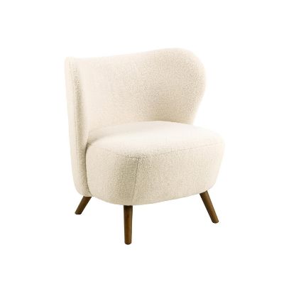 Fotoliu lounge tapitat boucle crem Crosby