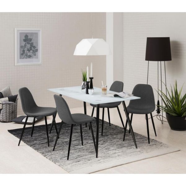 Scaun dining tapitat gri/negru Wilma