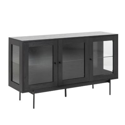 	Bufet 3 uși, picioare metalice, negru, Angus