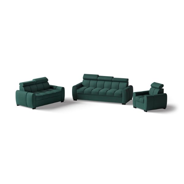 Set 2 canapele si 1 fotoliu verde inchis Gomez