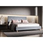 Pat tapitat 180 x 200 cm somiera fixa gri deschis Slim
