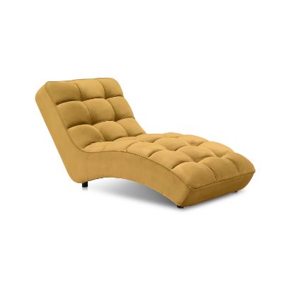 Sezlong tapitat cu textil galben mustar Loren