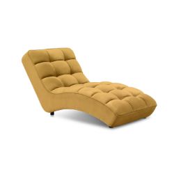 Sezlong tapitat cu textil galben mustar Loren