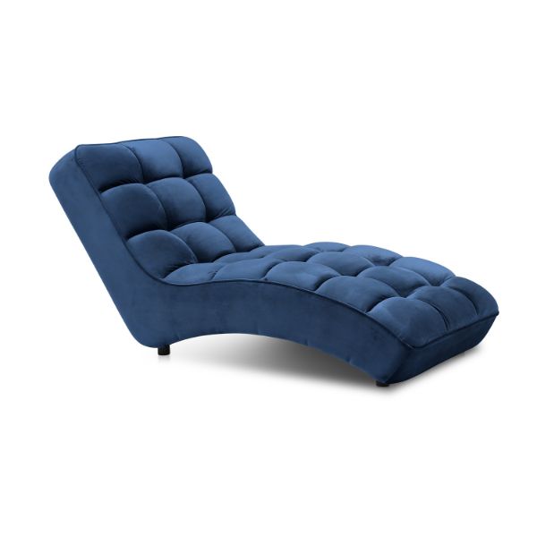 Sezlong tapitat cu textil albastru inchis Loren