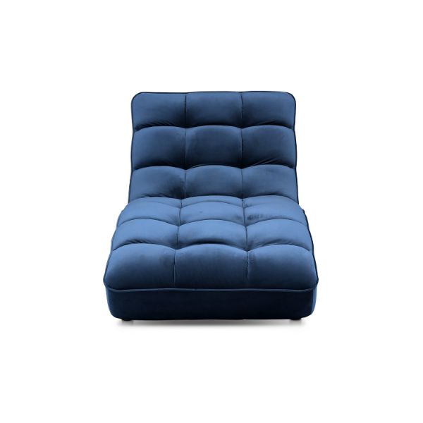 Sezlong tapitat cu textil albastru inchis Loren