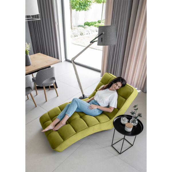 Sezlong tapitat cu textil verde mar Loren