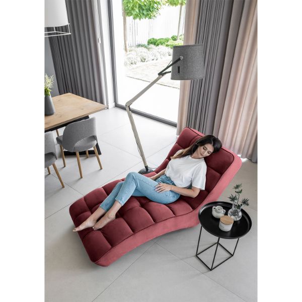Sezlong tapitat cu textil visiniu Loren