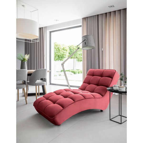 Sezlong tapitat cu textil visiniu Loren