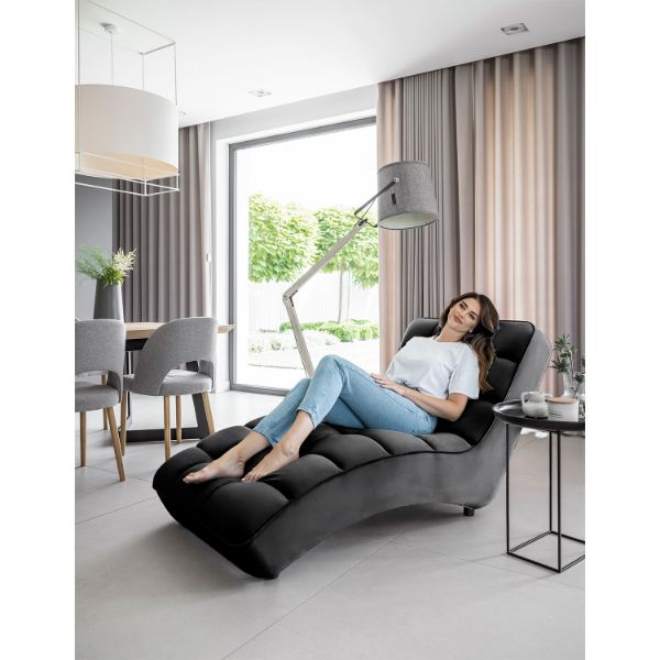 Sezlong tapitat cu textil visiniu Loren