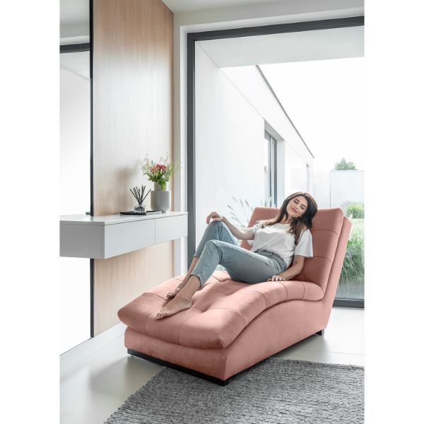 Sezlong tapitat cu textil roz Doro