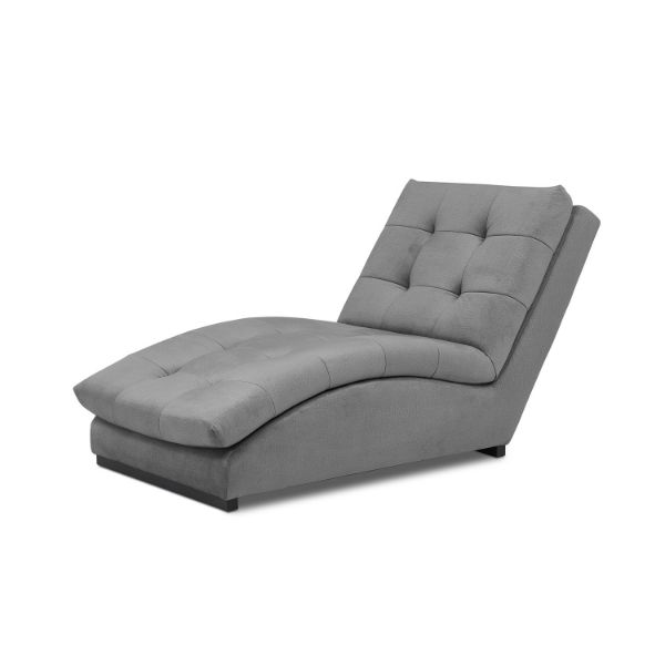 Sezlong tapitat cu textil gri deschis Doro