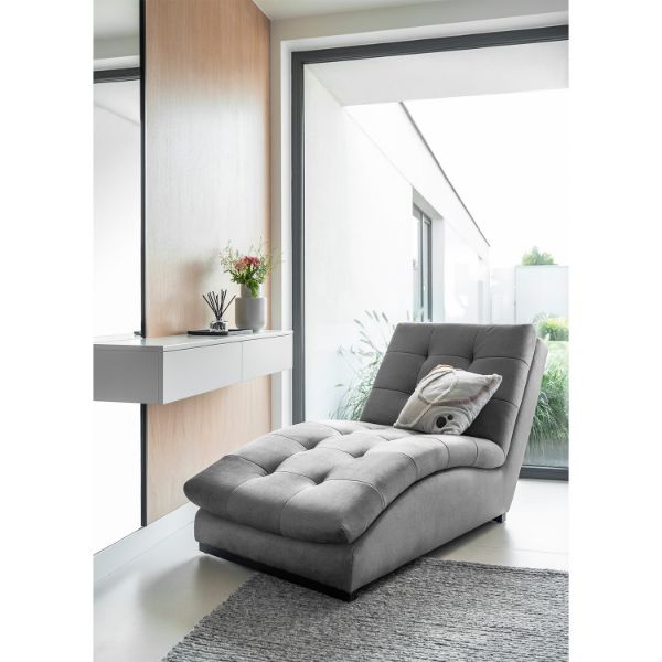 Sezlong tapitat cu textil gri deschis Doro