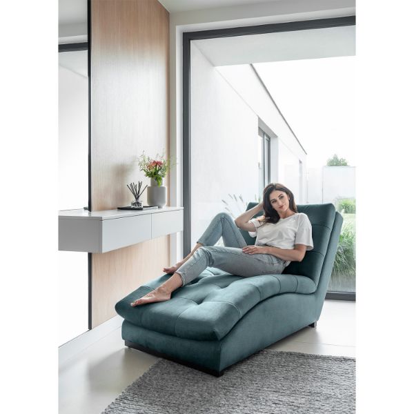 Sezlong tapitat cu textil turcoaz Doro
