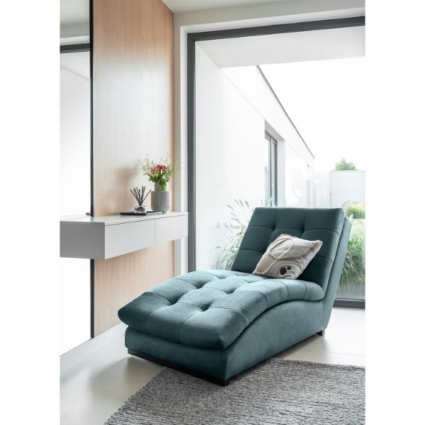 Sezlong tapitat cu textil turcoaz Doro