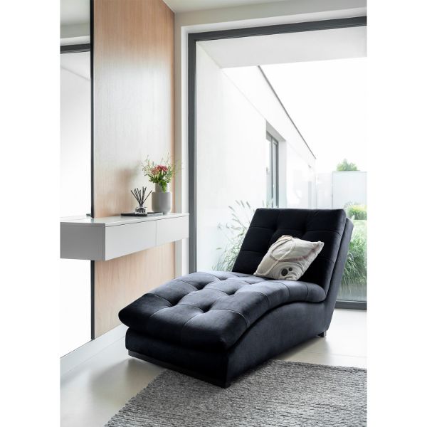 Sezlong tapitat cu textil albastru inchis Doro