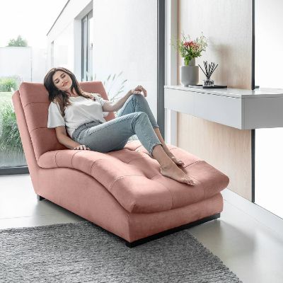 	Sezlong tapitat cu textil roz Doro