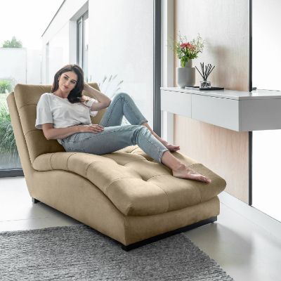 	Sezlong tapitat cu textil bej Doro