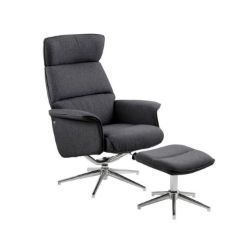 	Fotoliu recliner cu taburet gri inchis Alura