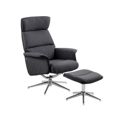 	Fotoliu recliner cu taburet gri inchis Alura