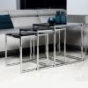 Set 3 masute cafea patrate negru/crom argintiu Cross