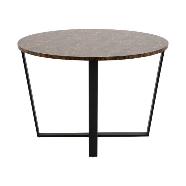 Masa dining rotunda marmura 110 cm maro/negru Amble