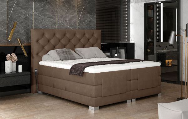 Pat boxspring 140 x 200 cm, reglaj electric, maro deschis Clever