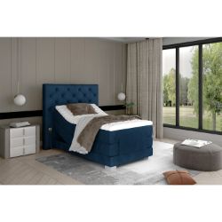 Pat boxspring 90 x 200 cm, reglaj electric, albastru Clever