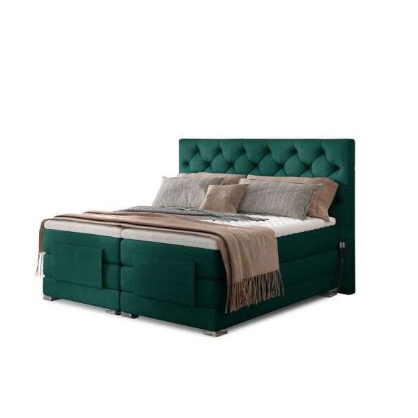 Pat boxspring 160 x 200 cm, reglaj electric, verde Clever