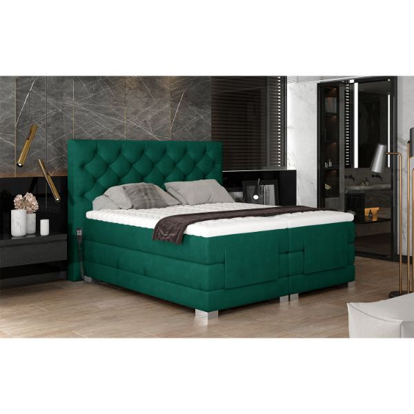 Pat boxspring 160 x 200 cm, reglaj electric, verde Clever