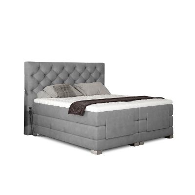 	Pat boxspring 160 x 200 cm, reglaj electric, gri deschis Clever