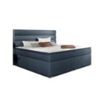 Pat tapitat boxspring 140 x 200 cm albastru Softy