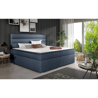 Pat tapitat boxspring 140 x 200 cm albastru Softy