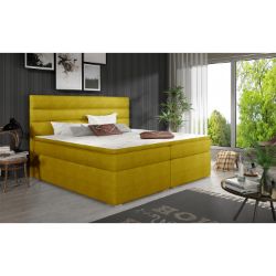 	Pat tapitat boxspring 140 x 200 cm galben mustar Softy