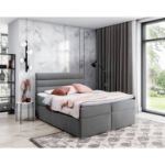 Pat tapitat boxspring 180 x 200 cm gri Softy