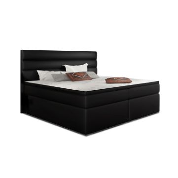 Pat tapitat boxspring 140 x 200 cm negru Softy