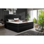 Pat tapitat boxspring 140 x 200 cm negru Softy