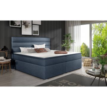 Pat tapitat boxspring 180 x 200 cm albastru Softy