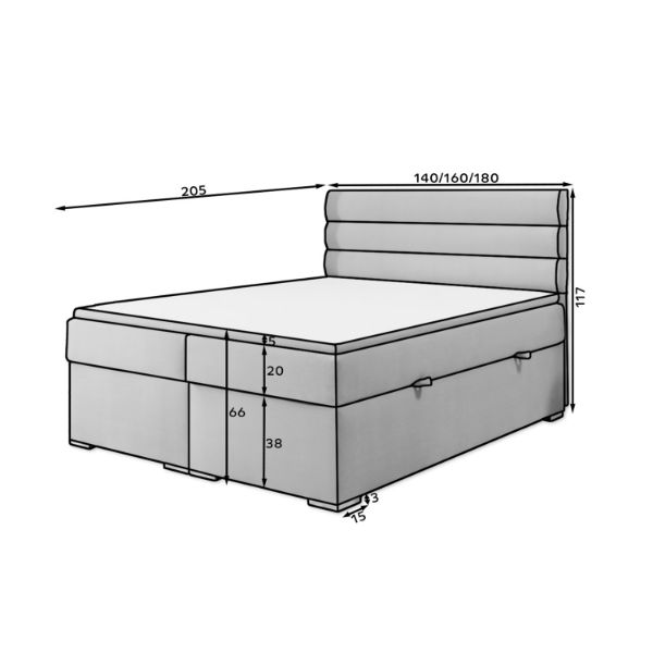 Pat tapitat boxspring 180 x 200 cm albastru Softy